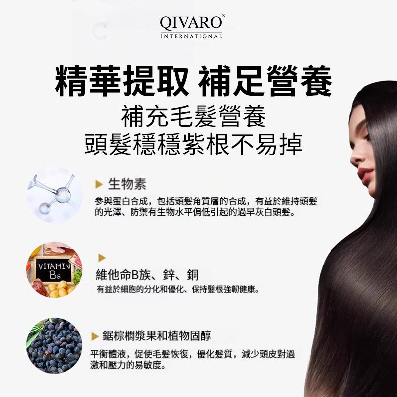 QIH43B | Qivaro Gray Away Complex 灰髮營養配方｜Catalase 過氧化氫酶・PABA・生物素・L-酪胺酸・何首烏・鋸棕櫚｜60 粒膠囊