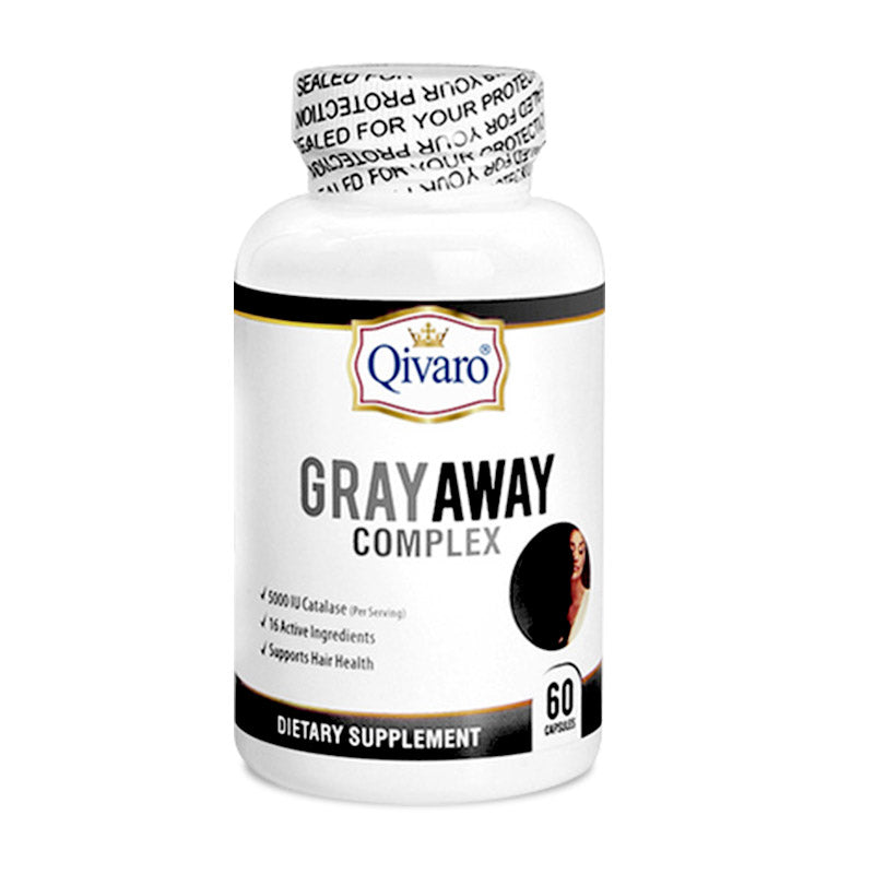 QIH43B | Qivaro Gray Away Complex 灰髮營養配方｜Catalase 過氧化氫酶・PABA・生物素・L-酪胺酸・何首烏・鋸棕櫚｜60 粒膠囊