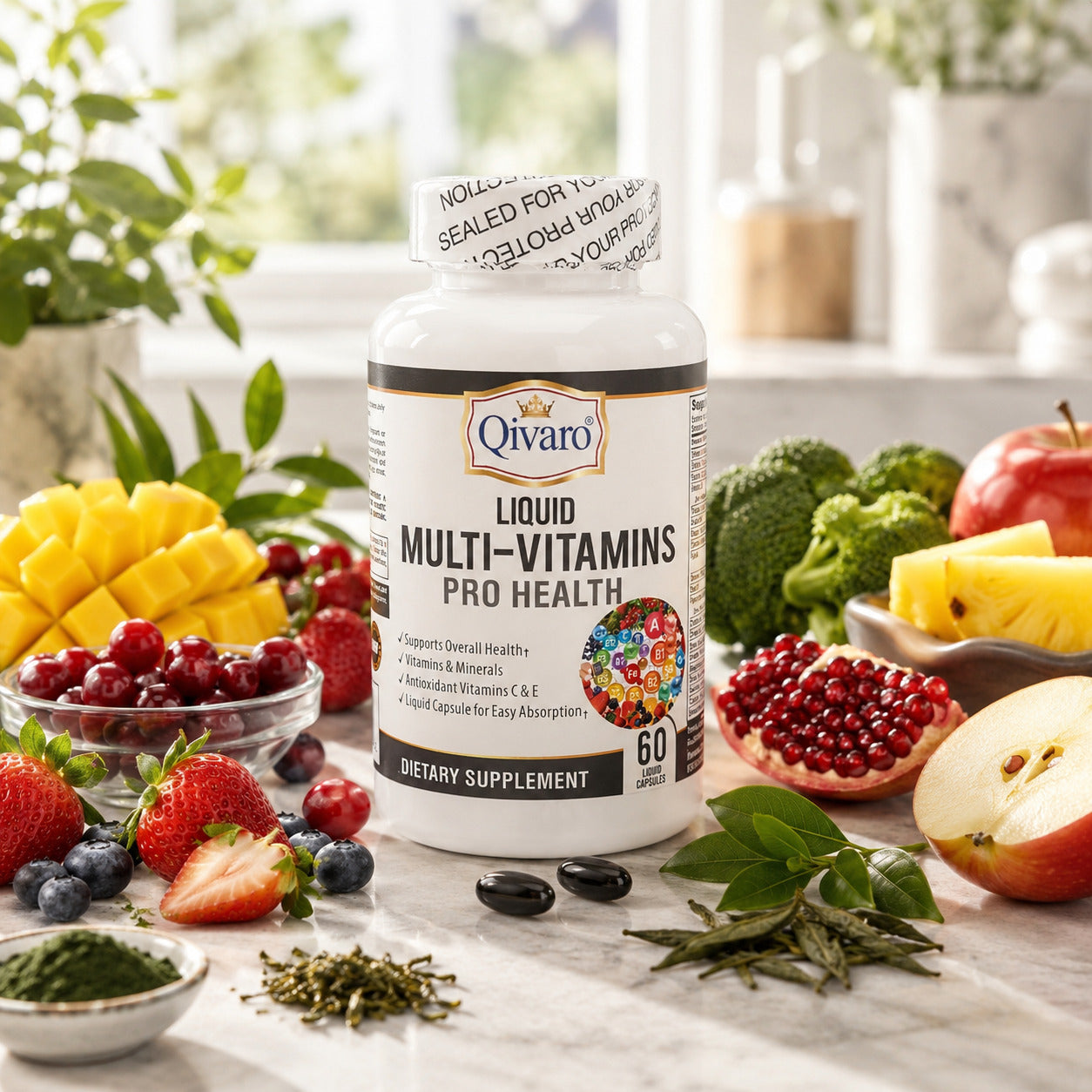 QVM06 | 多種維他命液體膠囊 | 60粒液體膠囊 | Liquid Multi-Vitamins Pro Health